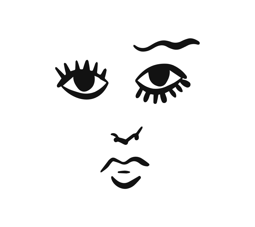 A cartoon face with a furrowed brow.